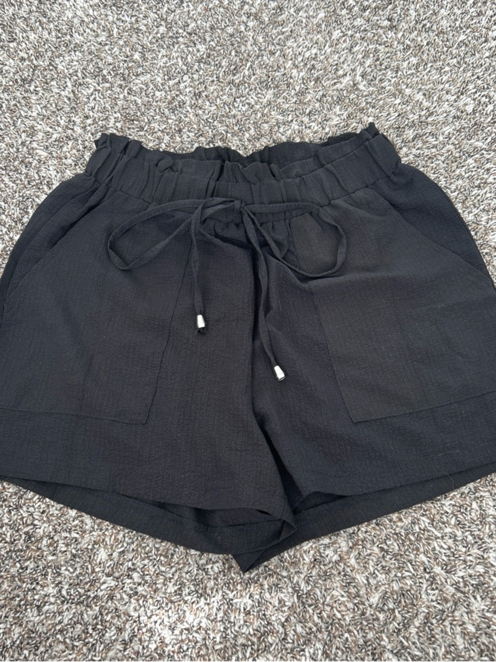 Black high waisted linen shorts